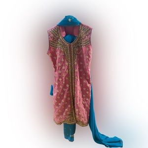 Raw Silk Pajami 3 piece Suit